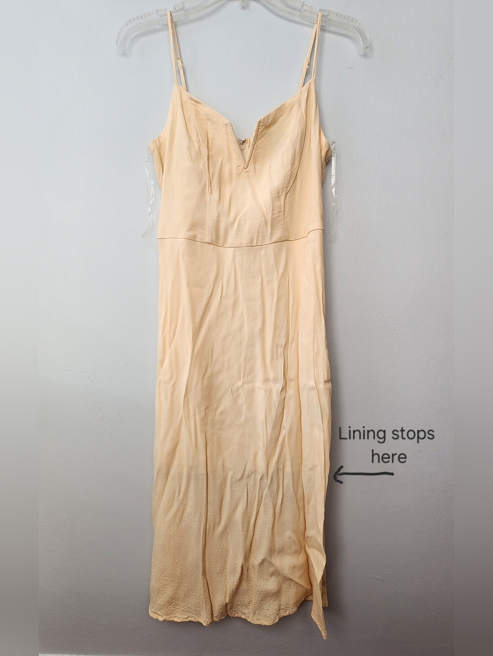 Cream Midi Slip Dress with Adjustable Spaghetti Straps